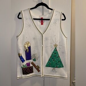 Embroidered Women's Christmas Sweater Vest- Adult Medium